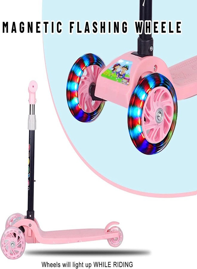 Drumstone (𝗦𝗽𝗲𝗰𝗶𝗮𝗹 𝟭𝟬 𝗬𝗲𝗮𝗿𝘀 𝗪𝗮𝗿𝗿𝗮𝗻𝘁𝘆) Adjustable Height Foldable Kids Scooter - 3-Wheel Kick Scooter with LED Light-Up PVC Wheels, Rear Brake, and Sturdy Build for 2+ Years - Image 2
